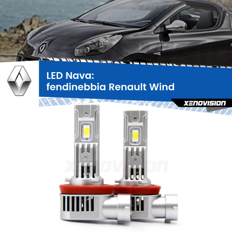 <strong>Fendinebbia LED no-spie per Renault Wind</strong>  2010 - 2013. Coppia lampade <strong>H11</strong>/H9/H8/H16(JP) modello Nava canbus, raffreddate a ventola.