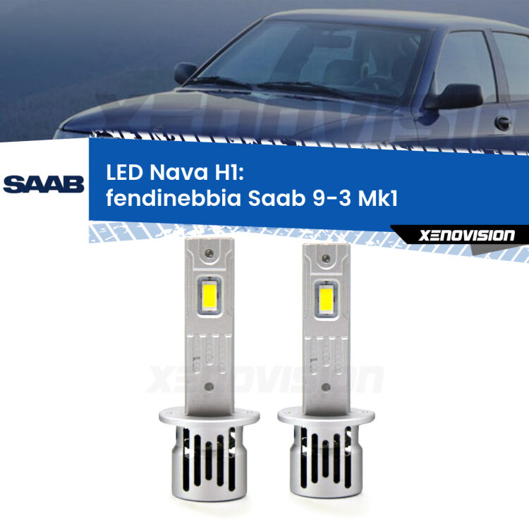 <strong>Fendinebbia LED no-spie per Saab 9-3</strong> Mk1 1998 - 2002. Coppia lampade <strong> H1</strong> modello Nava canbus, raffreddate a ventola.