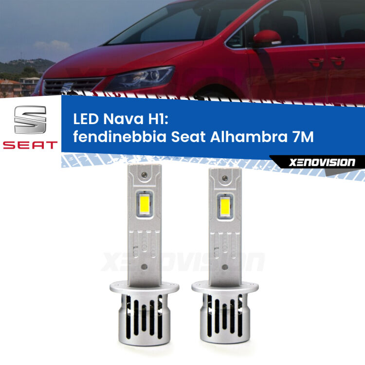 <strong>Fendinebbia LED no-spie per Seat Alhambra</strong> 7M 1996 - 2000. Coppia lampade <strong> H1</strong> modello Nava canbus, raffreddate a ventola.