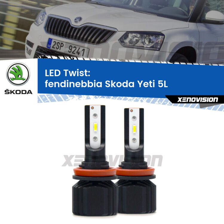 <strong>Kit fendinebbia LED</strong> per <strong>Skoda Yeti</strong> 5L 2014 - 2017. Compatte, impermeabili, senza ventola: praticamente indistruttibili. Top Quality.