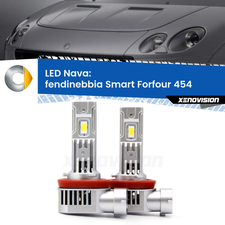 <strong>Fendinebbia LED no-spie per Smart Forfour</strong> 454 2004 - 2006. Coppia lampade <strong>H11</strong>/H9/H8/H16(JP) modello Nava canbus, raffreddate a ventola.