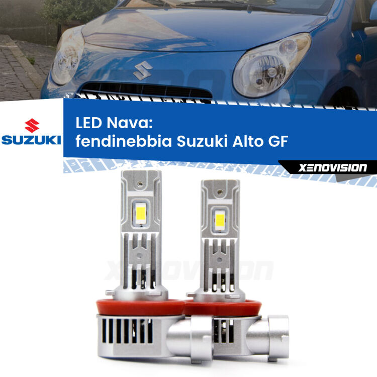 <strong>Fendinebbia LED no-spie per Suzuki Alto</strong> GF 2009 in poi. Coppia lampade <strong>H11</strong>/H9/H8/H16(JP) modello Nava canbus, raffreddate a ventola.