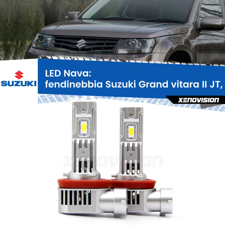 <strong>Fendinebbia LED no-spie per Suzuki Grand vitara II</strong> JT, TE, TD 2005 - 2015. Coppia lampade <strong>H11</strong>/H9/H8/H16(JP) modello Nava canbus, raffreddate a ventola.