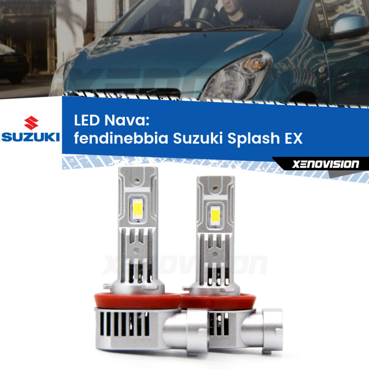 <strong>Fendinebbia LED no-spie per Suzuki Splash</strong> EX 2008 in poi. Coppia lampade <strong>H11</strong>/H9/H8/H16(JP) modello Nava canbus, raffreddate a ventola.