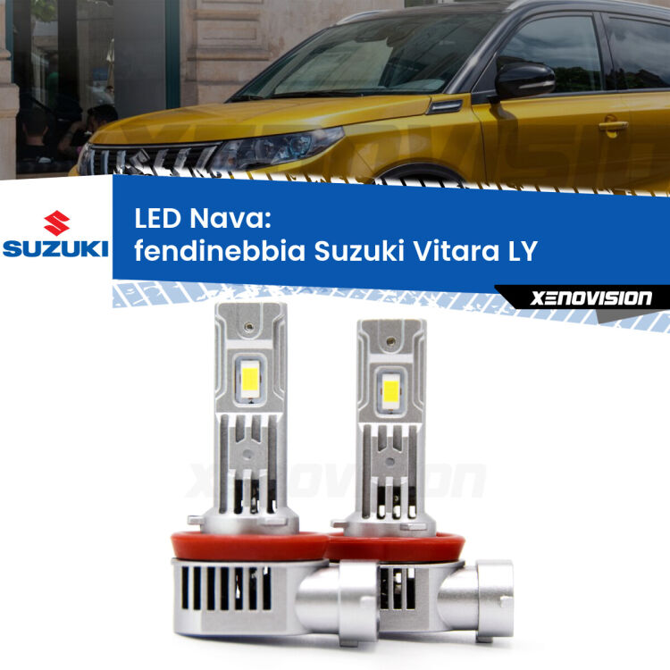 <strong>Fendinebbia LED no-spie per Suzuki Vitara</strong> LY 2015 in poi. Coppia lampade <strong>H11</strong>/H9/H8/H16(JP) modello Nava canbus, raffreddate a ventola.