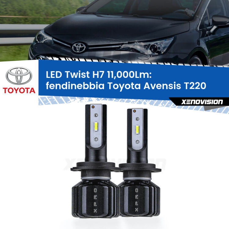 FINE SERIE: NO GARANZIA <strong>Kit fendinebbia LED</strong> H7 per <strong>Toyota Avensis</strong> T220 1997 - 2003. Compatte, impermeabili, senza ventola: praticamente indistruttibili. Top Quality.