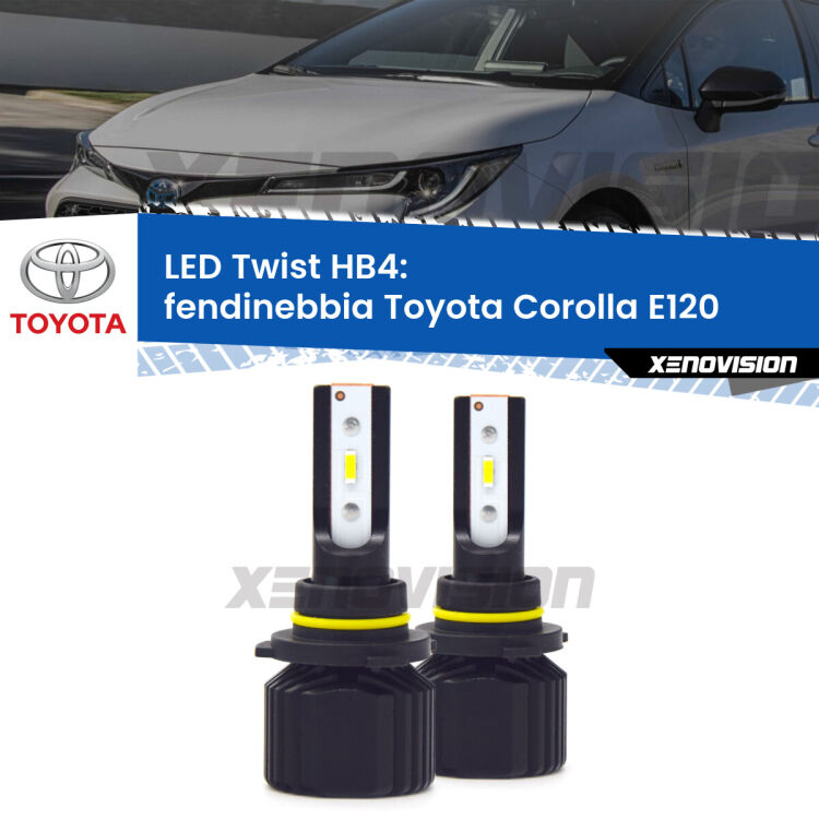 <strong>Kit fendinebbia LED</strong> HB4 per <strong>Toyota Corolla</strong> E120 2002 - 2004. Compatte, impermeabili, senza ventola: praticamente indistruttibili. Top Quality.