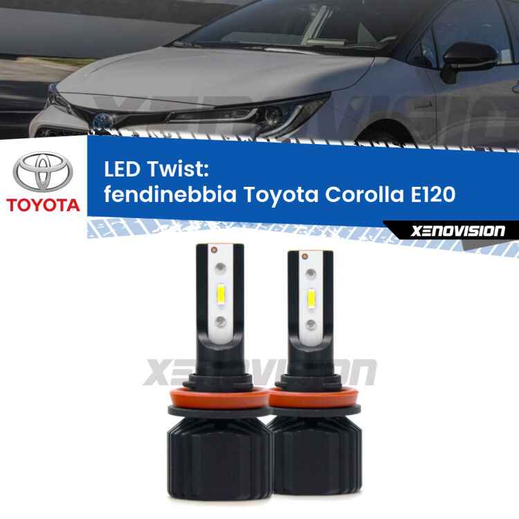 <strong>Kit fendinebbia LED</strong> per <strong>Toyota Corolla</strong> E120 2004 - 2007. Compatte, impermeabili, senza ventola: praticamente indistruttibili. Top Quality.