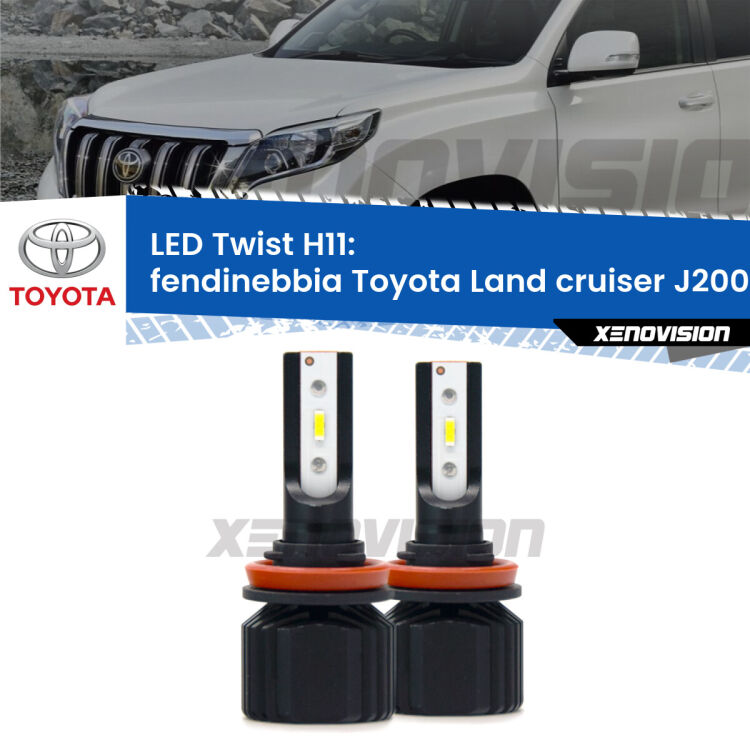 <strong>Kit fendinebbia LED</strong> H11 per <strong>Toyota Land cruiser</strong> J200 2013 in poi. Compatte, impermeabili, senza ventola: praticamente indistruttibili. Top Quality.