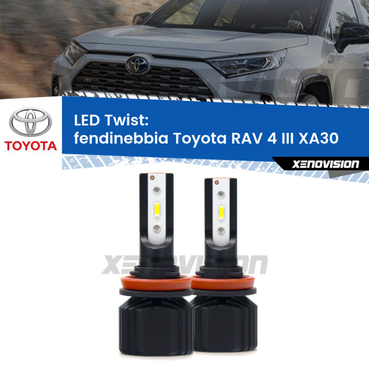 <strong>Kit fendinebbia LED</strong> per <strong>Toyota RAV 4 III</strong> XA30 2005 - 2014. Compatte, impermeabili, senza ventola: praticamente indistruttibili. Top Quality.