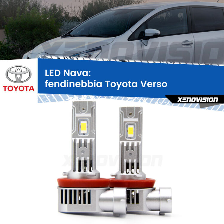 <strong>Fendinebbia LED no-spie per Toyota Verso</strong>  2009 - 2012. Coppia lampade <strong>H11</strong>/H9/H8/H16(JP) modello Nava canbus, raffreddate a ventola.