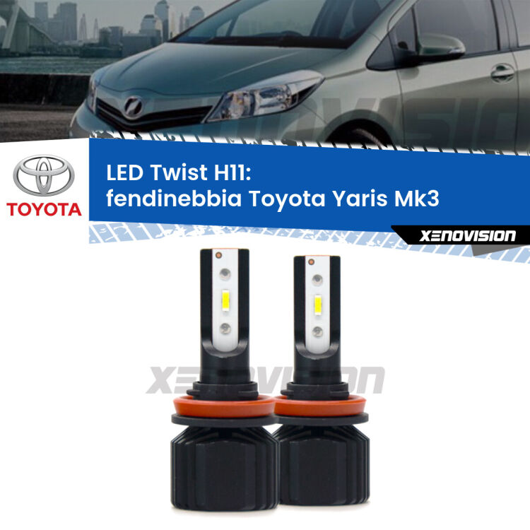 <strong>Kit fendinebbia LED</strong> per <strong>Toyota Yaris</strong> Mk3 2010 - 2019. Compatte, impermeabili, senza ventola: praticamente indistruttibili. Top Quality.