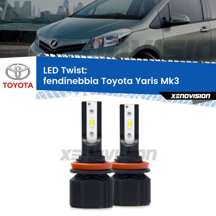 <strong>Kit fendinebbia LED</strong> per <strong>Toyota Yaris</strong> Mk3 2010 - 2019. Compatte, impermeabili, senza ventola: praticamente indistruttibili. Top Quality.