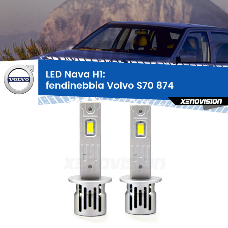 <strong>Fendinebbia LED no-spie per Volvo S70</strong> 874 1997 - 2000. Coppia lampade <strong> H1</strong> modello Nava canbus, raffreddate a ventola.