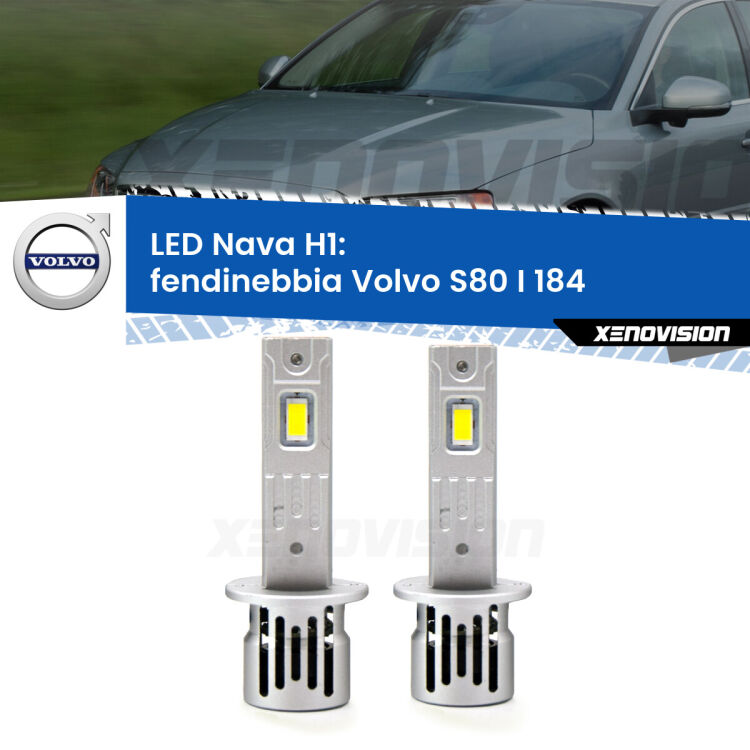 <strong>Fendinebbia LED no-spie per Volvo S80 I</strong> 184 1998 - 2006. Coppia lampade <strong> H1</strong> modello Nava canbus, raffreddate a ventola.