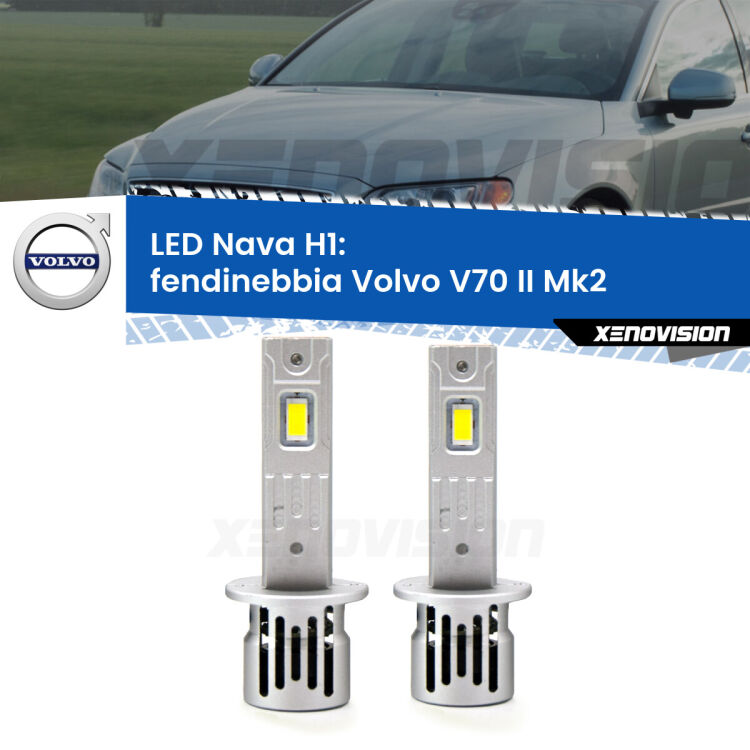 <strong>Fendinebbia LED no-spie per Volvo V70 II</strong> Mk2 2005 - 2007. Coppia lampade <strong> H1</strong> modello Nava canbus, raffreddate a ventola.