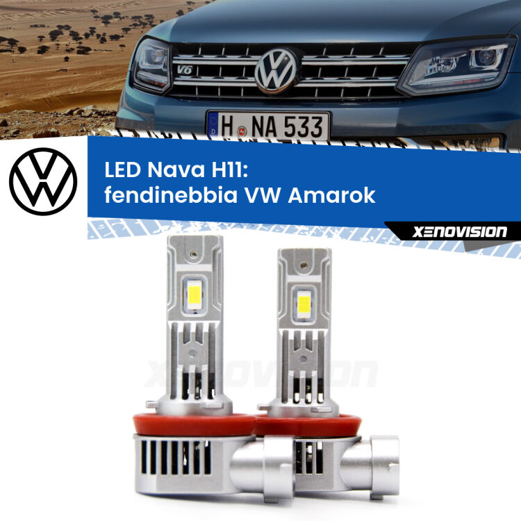 <strong>Fendinebbia LED no-spie per VW Amarok</strong>  2017 - 2016. Coppia lampade <strong>H11</strong> modello Nava canbus, raffreddate a ventola.