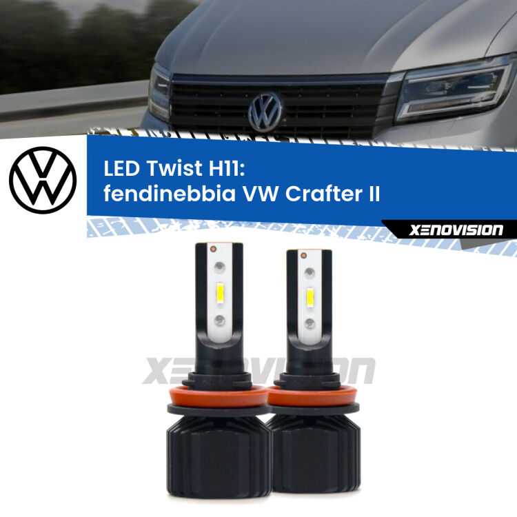 <strong>Kit fendinebbia LED</strong> H11 per <strong>VW Crafter</strong> II 2016 in poi. Compatte, impermeabili, senza ventola: praticamente indistruttibili. Top Quality.