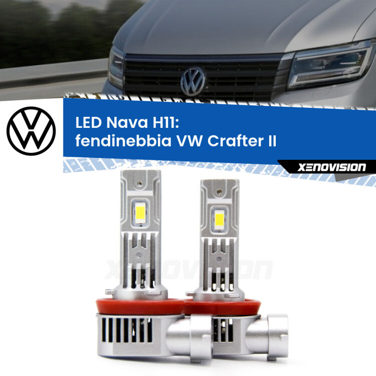 <strong>Fendinebbia LED no-spie per VW Crafter</strong> II 2016 in poi. Coppia lampade <strong>H11</strong> modello Nava canbus, raffreddate a ventola.