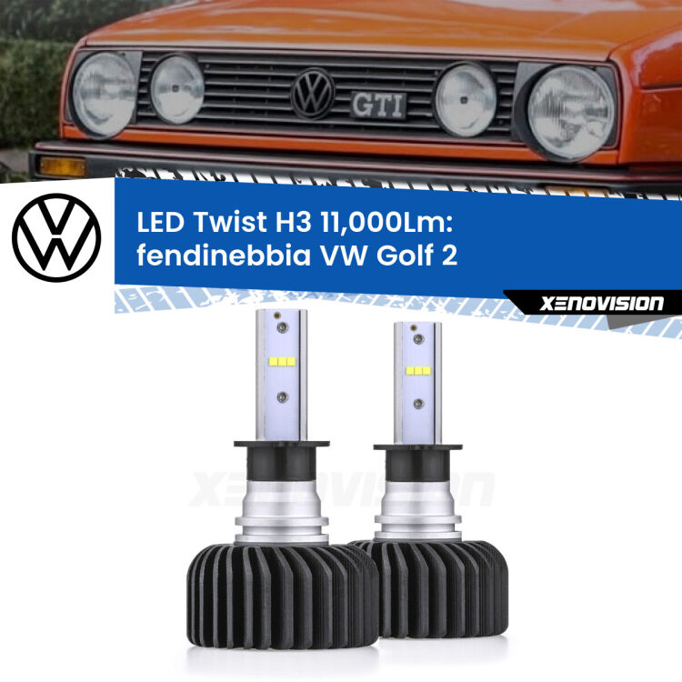 FINE SERIE: NO GARANZIA <strong>Kit fendinebbia LED</strong> H3 per <strong>VW Golf 2</strong>  1983 - 1990. Compatte, impermeabili, senza ventola: praticamente indistruttibili. Top Quality.