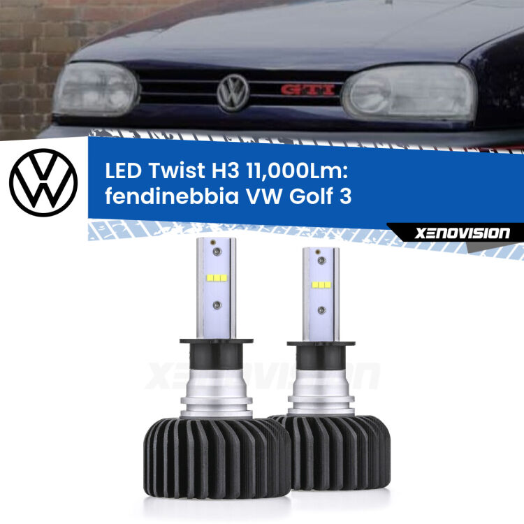 FINE SERIE: NO GARANZIA <strong>Kit fendinebbia LED</strong> H3 per <strong>VW Golf 3</strong>  1991 - 1997. Compatte, impermeabili, senza ventola: praticamente indistruttibili. Top Quality.