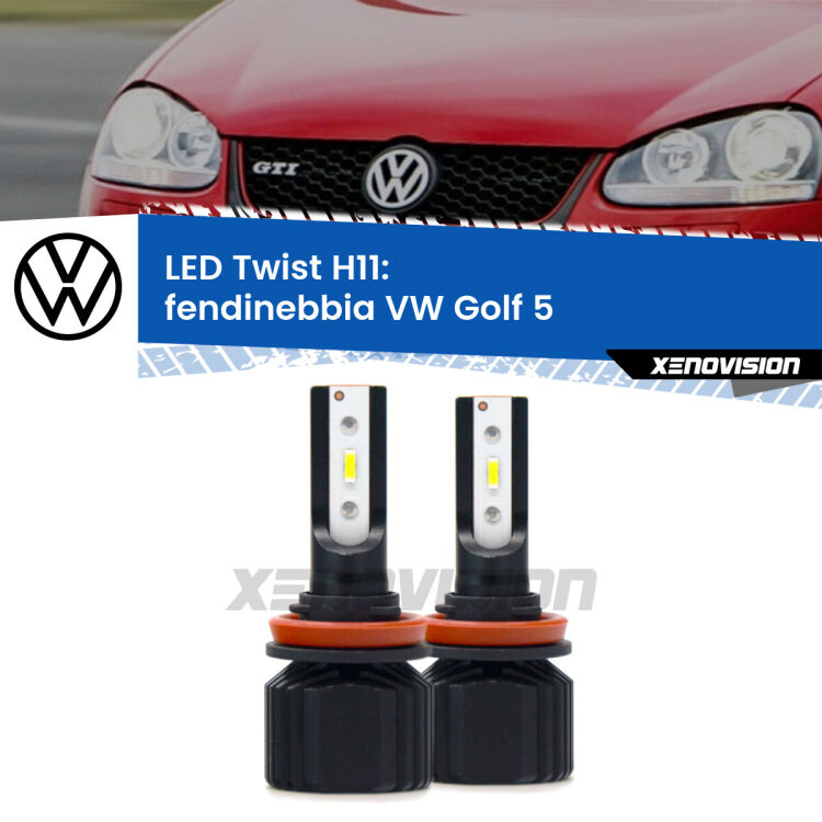 <strong>Kit fendinebbia LED</strong> H11 per <strong>VW Golf 5</strong>  prima serie. Compatte, impermeabili, senza ventola: praticamente indistruttibili. Top Quality.