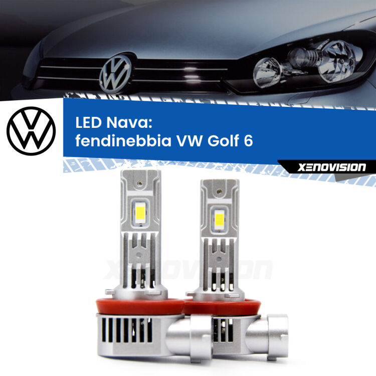 <strong>Fendinebbia LED no-spie per VW Golf 6</strong>  2012 - 2011. Coppia lampade <strong>H11</strong>/H9/H8/H16(JP) modello Nava canbus, raffreddate a ventola.