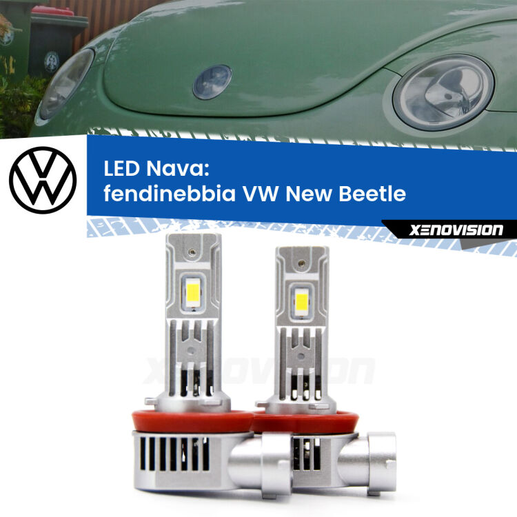 <strong>Fendinebbia LED no-spie per VW New Beetle</strong>  2005 - 2010. Coppia lampade <strong>H11</strong>/H9/H8/H16(JP) modello Nava canbus, raffreddate a ventola.