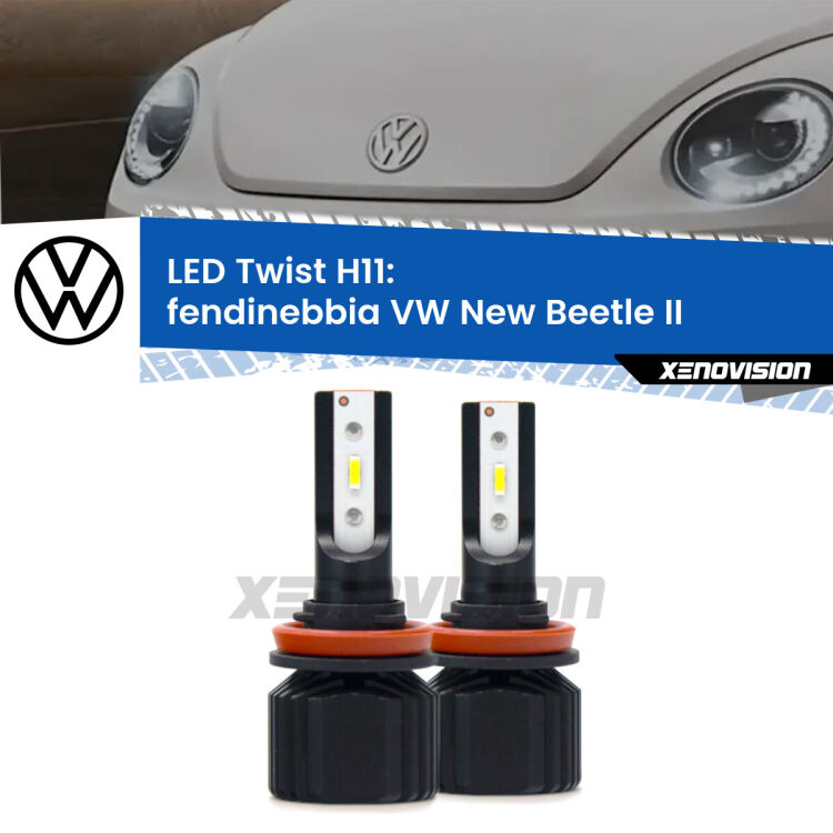 <strong>Kit fendinebbia LED</strong> H11 per <strong>VW New Beetle</strong> II 2011 - 2019. Compatte, impermeabili, senza ventola: praticamente indistruttibili. Top Quality.