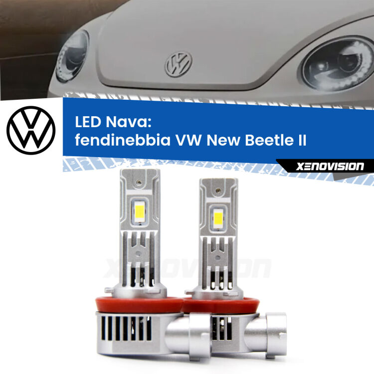 <strong>Fendinebbia LED no-spie per VW New Beetle</strong> II 2011 - 2019. Coppia lampade <strong>H11</strong>/H9/H8/H16(JP) modello Nava canbus, raffreddate a ventola.