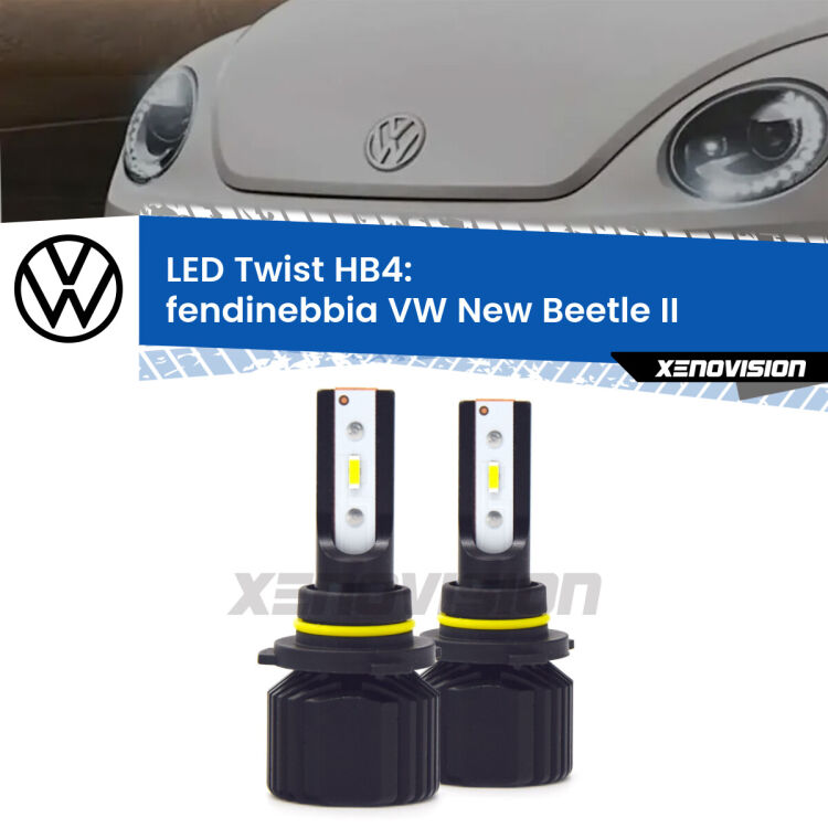 <strong>Kit fendinebbia LED</strong> HB4 per <strong>VW New Beetle</strong> II R-Line. Compatte, impermeabili, senza ventola: praticamente indistruttibili. Top Quality.