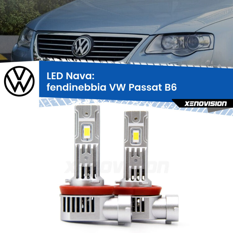 <strong>Fendinebbia LED no-spie per VW Passat</strong> B6 2005 - 2010. Coppia lampade <strong>H11</strong>/H9/H8/H16(JP) modello Nava canbus, raffreddate a ventola.