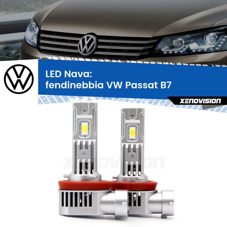 <strong>Fendinebbia LED no-spie per VW Passat</strong> B7 2010 - 2014. Coppia lampade <strong>H11</strong>/H9/H8/H16(JP) modello Nava canbus, raffreddate a ventola.