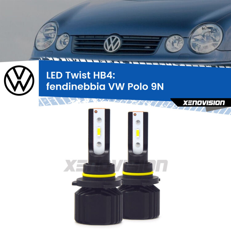 <strong>Kit fendinebbia LED</strong> HB4 per <strong>VW Polo</strong> 9N 2006 - 2008. Compatte, impermeabili, senza ventola: praticamente indistruttibili. Top Quality.