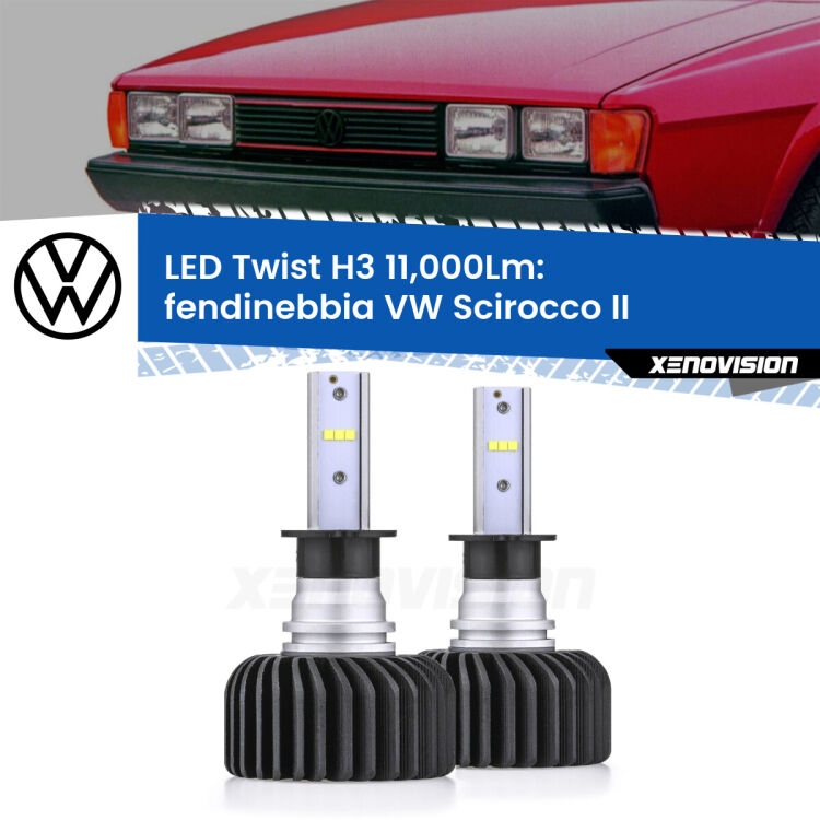 FINE SERIE: NO GARANZIA <strong>Kit fendinebbia LED</strong> H3 per <strong>VW Scirocco</strong> II 1980 - 1992. Compatte, impermeabili, senza ventola: praticamente indistruttibili. Top Quality.