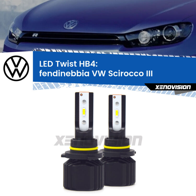 <strong>Kit fendinebbia LED</strong> HB4 per <strong>VW Scirocco</strong> III 2008 - 2014. Compatte, impermeabili, senza ventola: praticamente indistruttibili. Top Quality.