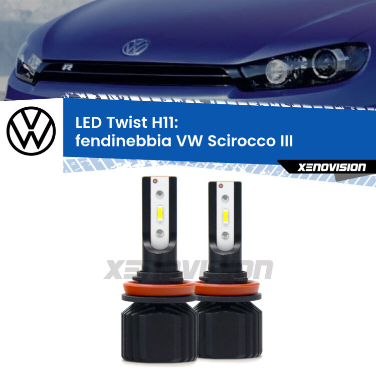 <strong>Kit fendinebbia LED</strong> H11 per <strong>VW Scirocco</strong> III 2015 - 2017. Compatte, impermeabili, senza ventola: praticamente indistruttibili. Top Quality.