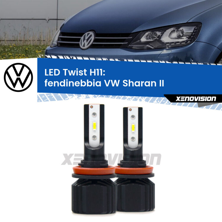 <strong>Kit fendinebbia LED</strong> H11 per <strong>VW Sharan</strong> II 2010 - 2019. Compatte, impermeabili, senza ventola: praticamente indistruttibili. Top Quality.