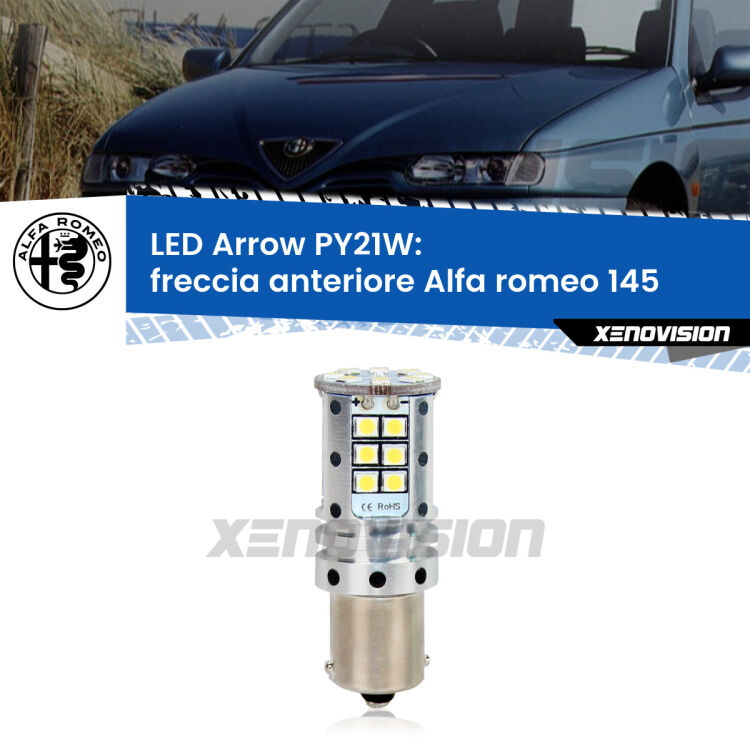 <strong>Freccia Anteriore LED no-spie per Alfa romeo 145</strong>  1994 - 2001. Lampada <strong>PY21W</strong> modello top di gamma Arrow.