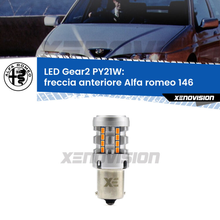 FINE SERIE: NO GARANZIA <strong>Freccia Anteriore LED no-spie per Alfa romeo 146</strong>  1994 - 2001. Lampada <strong>PY21W</strong> modello Gear2 no Hyperflash.