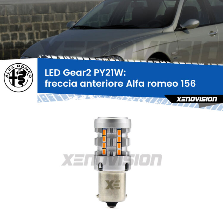 FINE SERIE: NO GARANZIA <strong>Freccia Anteriore LED no-spie per Alfa romeo 156</strong>  1997 - 2005. Lampada <strong>PY21W</strong> modello Gear2 no Hyperflash.