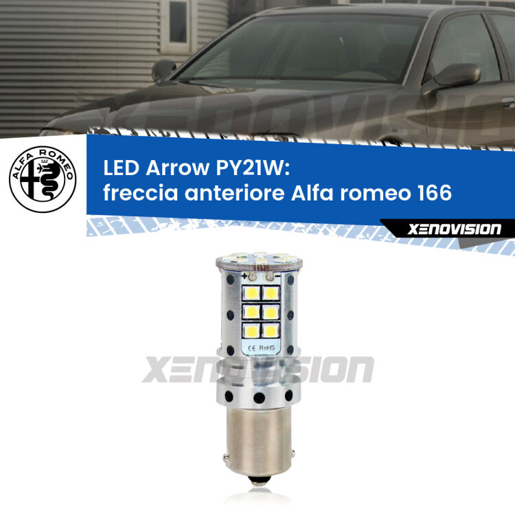 <strong>Freccia Anteriore LED no-spie per Alfa romeo 166</strong>  1998 - 2007. Lampada <strong>PY21W</strong> modello top di gamma Arrow.