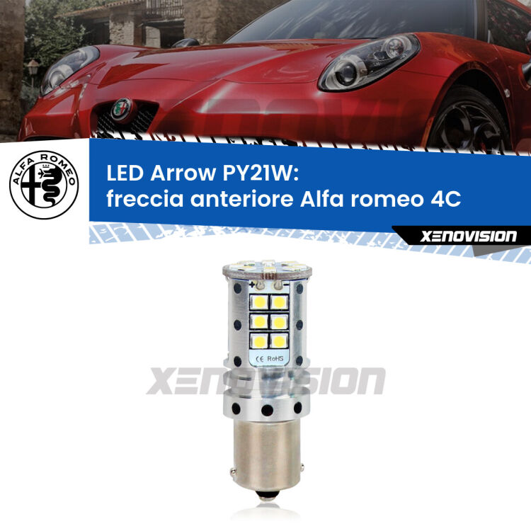 <strong>Freccia Anteriore LED no-spie per Alfa romeo 4C</strong>  2013 in poi. Lampada <strong>PY21W</strong> modello top di gamma Arrow.