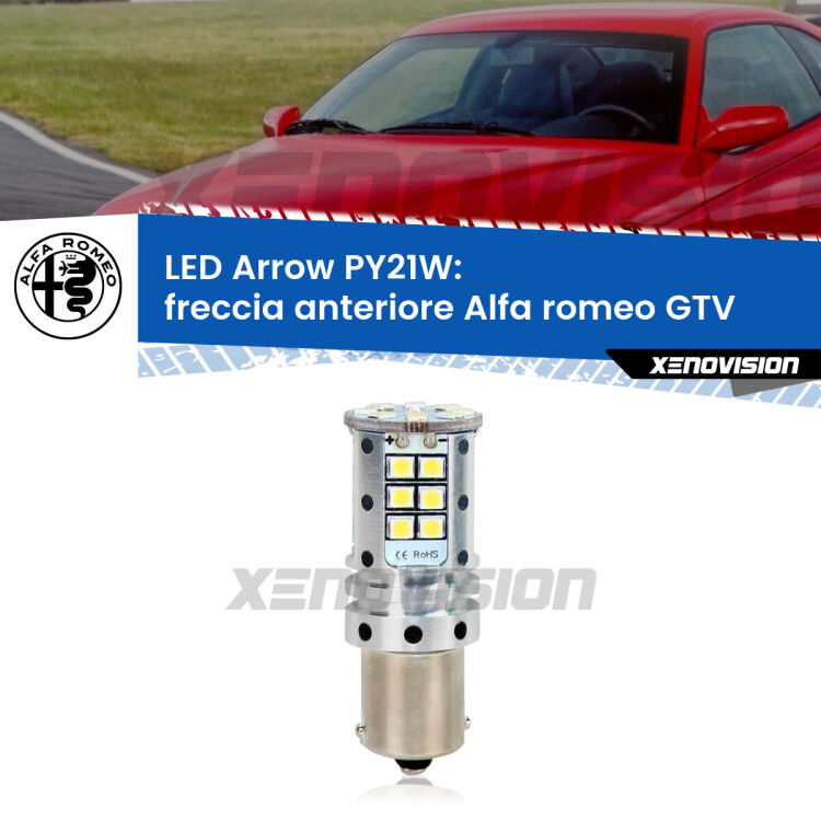 <strong>Freccia Anteriore LED no-spie per Alfa romeo GTV</strong>  faro bianco. Lampada <strong>PY21W</strong> modello top di gamma Arrow.