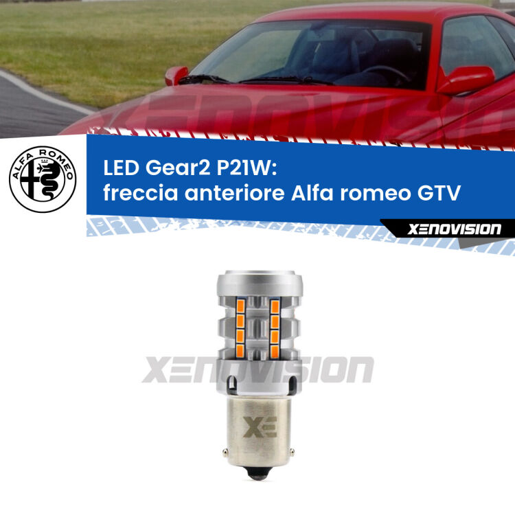 FINE SERIE: NO GARANZIA <strong>Freccia Anteriore LED no-spie per Alfa romeo GTV</strong>  faro giallo. Lampada <strong>P21W</strong> modello Gear2 no Hyperflash.