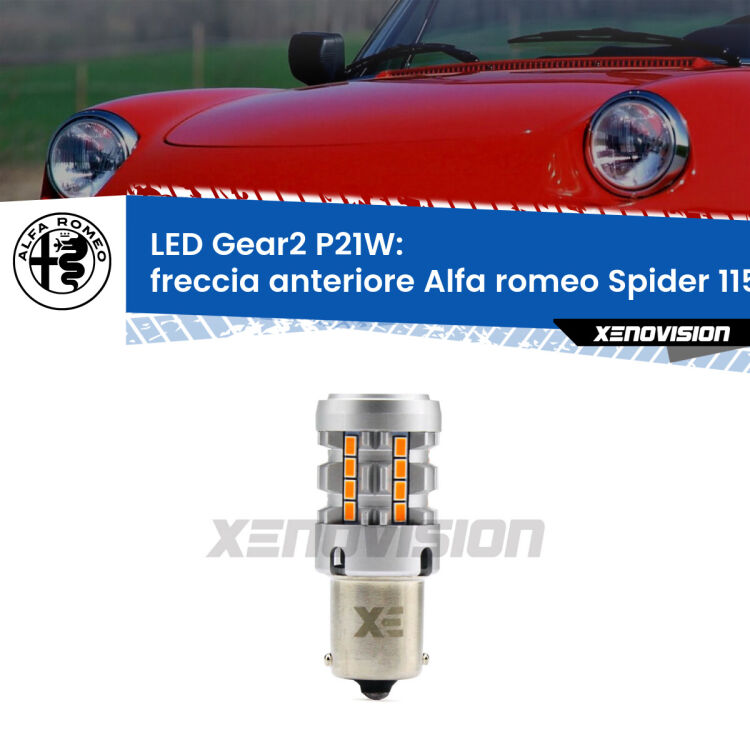 FINE SERIE: NO GARANZIA <strong>Freccia Anteriore LED no-spie per Alfa romeo Spider</strong> 115 1971 - 1993. Lampada <strong>P21W</strong> modello Gear2 no Hyperflash.