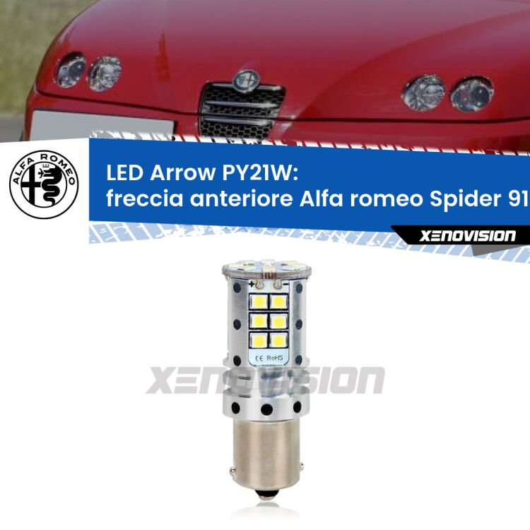 <strong>Freccia Anteriore LED no-spie per Alfa romeo Spider</strong> 916 faro bianco. Lampada <strong>PY21W</strong> modello top di gamma Arrow.