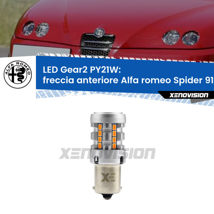 FINE SERIE: NO GARANZIA <strong>Freccia Anteriore LED no-spie per Alfa romeo Spider</strong> 916 faro bianco. Lampada <strong>PY21W</strong> modello Gear2 no Hyperflash.