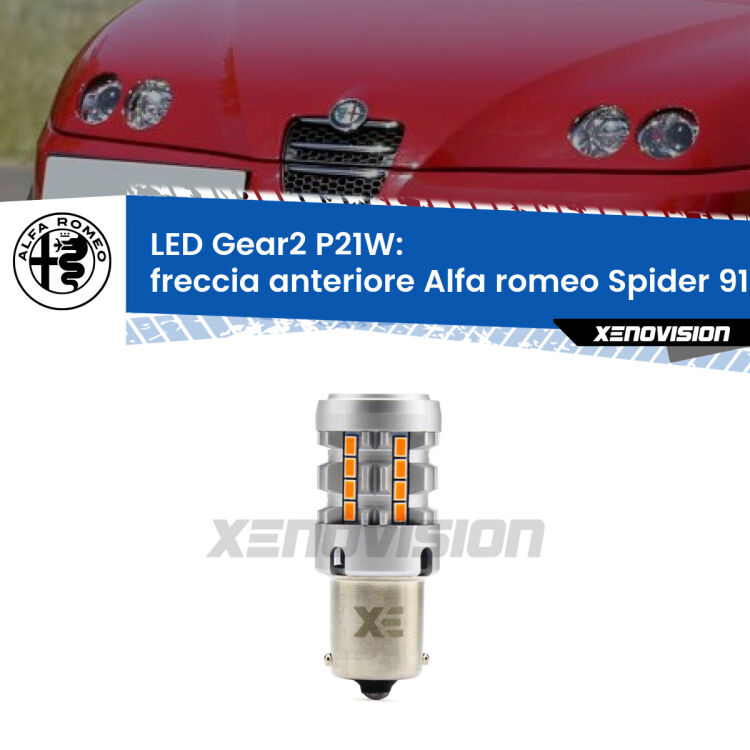 FINE SERIE: NO GARANZIA <strong>Freccia Anteriore LED no-spie per Alfa romeo Spider</strong> 916 faro giallo. Lampada <strong>P21W</strong> modello Gear2 no Hyperflash.