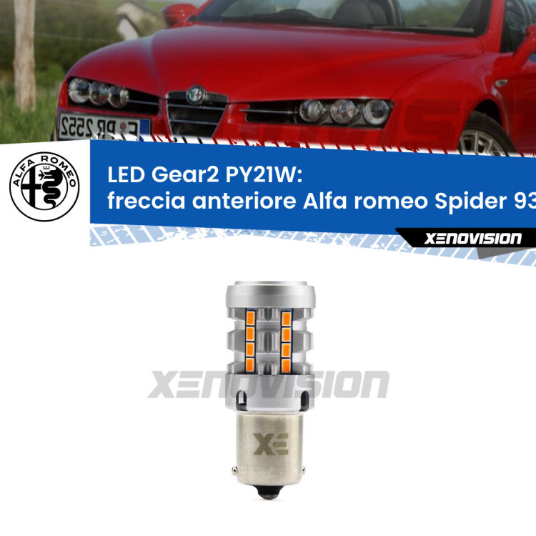 FINE SERIE: NO GARANZIA <strong>Freccia Anteriore LED no-spie per Alfa romeo Spider</strong> 939 2006 - 2010. Lampada <strong>PY21W</strong> modello Gear2 no Hyperflash.